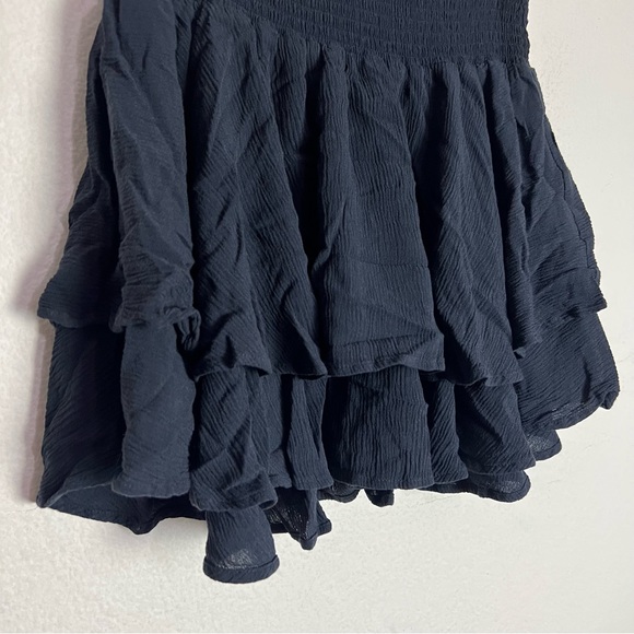 Camilla & Marc Brunetti Tiered Ruffle Mini Skirt Navy Blue Size 6 - Picture 2 of 6
